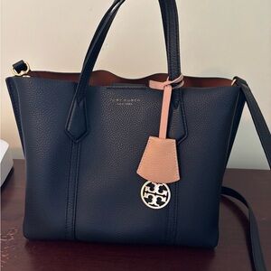 Tory Burch Black and Tan Leather Tote